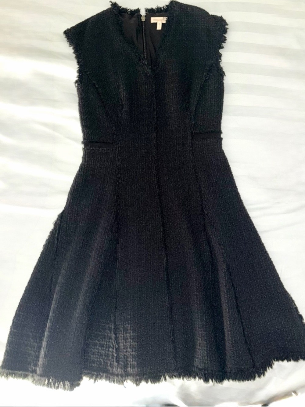 Rebecca Taylor Black Tweed Fit-and-Flare Dress